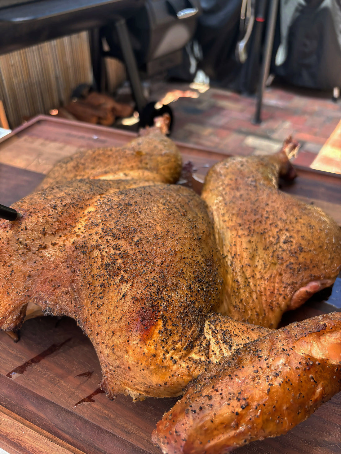 Citrus-spiced brined turkey with crispy skin, rosemary garlic butter and True Blend seasoning